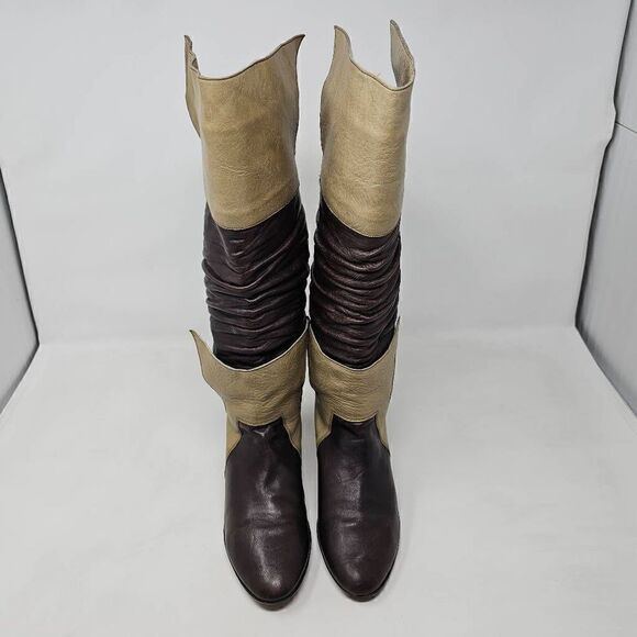 EL VAQUERO BROWN TAN LEATHER WESTERN KNEE HIGH BOOTS 15" WOMENS US 6 EU 36 - Picture 2 of 12